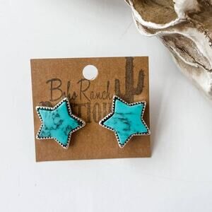 Star Stud Earrings Turquoise Western